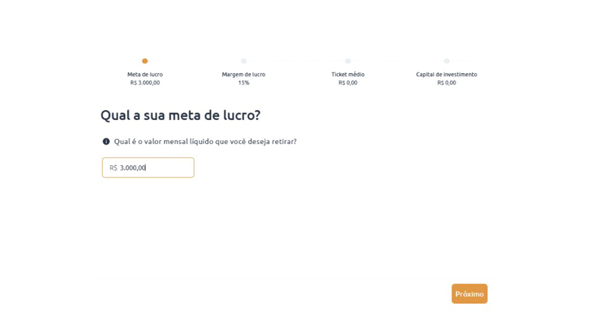 a partir da sua meta de lucro